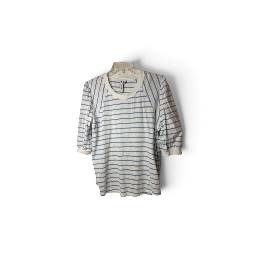 Grace + Karma Blue White Striped 100 Cotton 3/4 Sleeve Top Plus Size 1X Raglan